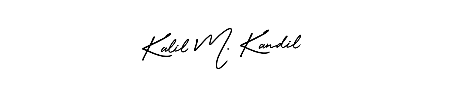 The best way (AmerikaSignatureDemo-Regular) to make a short signature is to pick only two or three words in your name. The name Kalil M. Kandil include a total of six letters. For converting this name. Kalil M. Kandil signature style 3 images and pictures png