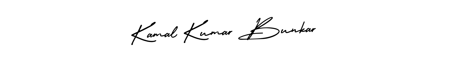 You should practise on your own different ways (AmerikaSignatureDemo-Regular) to write your name (Kamal Kumar Bunkar) in signature. don't let someone else do it for you. Kamal Kumar Bunkar signature style 3 images and pictures png