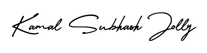 You should practise on your own different ways (AmerikaSignatureDemo-Regular) to write your name (Kamal Subhash Jolly) in signature. Don't let someone else do it for you. Kamal Subhash Jolly signature style 3 images and pictures png