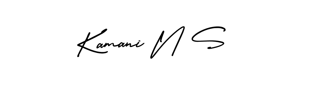 How to make Kamani N S name signature. Use AmerikaSignatureDemo-Regular style for creating short signs online. This is the latest handwritten sign. Kamani N S signature style 3 images and pictures png