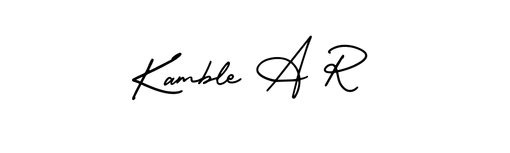 You should practise on your own different ways (AmerikaSignatureDemo-Regular) to write your name (Kamble A R) in signature. don't let someone else do it for you. Kamble A R signature style 3 images and pictures png