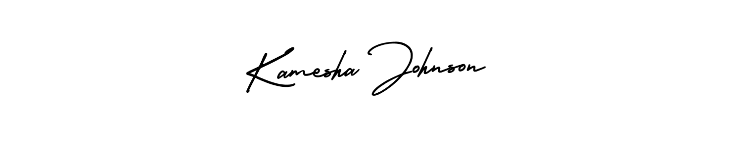 This is the best signature style for the Kamesha Johnson name. Also you like these signature font (AmerikaSignatureDemo-Regular). Mix name signature. Kamesha Johnson signature style 3 images and pictures png