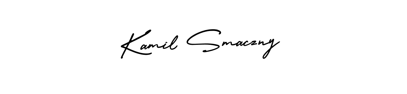 The best way (AmerikaSignatureDemo-Regular) to make a short signature is to pick only two or three words in your name. The name Kamil Smaczny include a total of six letters. For converting this name. Kamil Smaczny signature style 3 images and pictures png