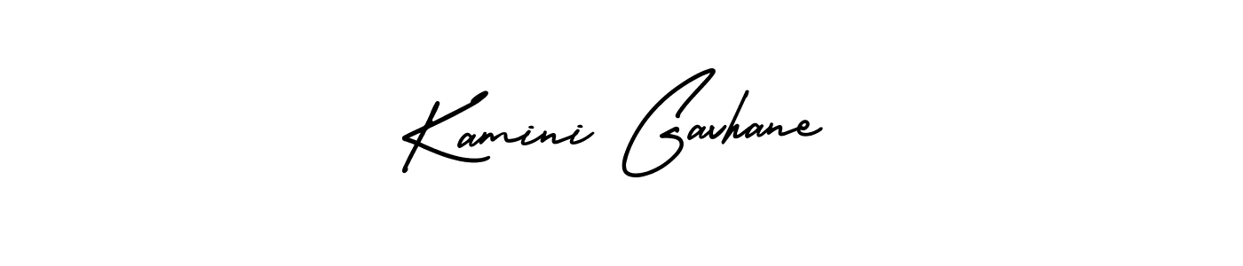 You should practise on your own different ways (AmerikaSignatureDemo-Regular) to write your name (Kamini Gavhane) in signature. don't let someone else do it for you. Kamini Gavhane signature style 3 images and pictures png