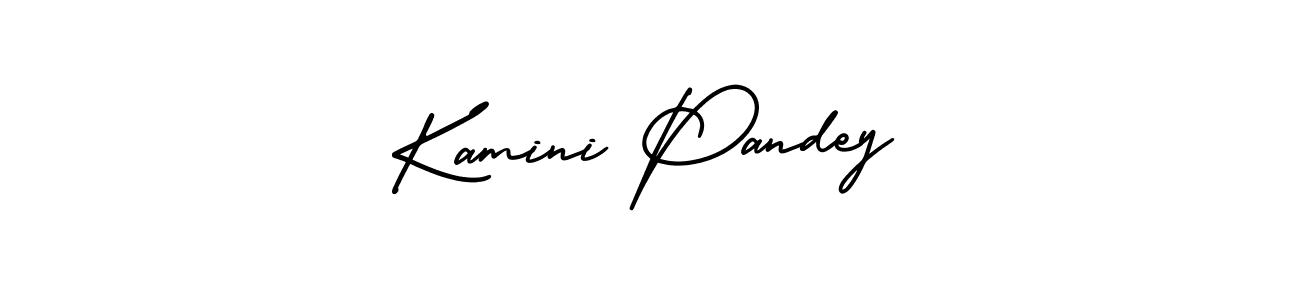 You should practise on your own different ways (AmerikaSignatureDemo-Regular) to write your name (Kamini Pandey) in signature. don't let someone else do it for you. Kamini Pandey signature style 3 images and pictures png