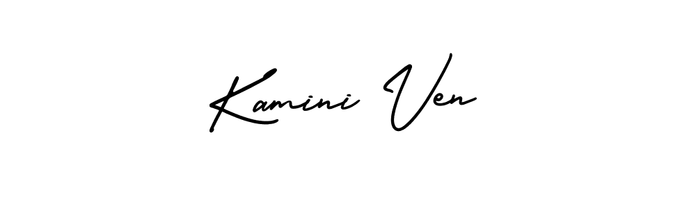 The best way (AmerikaSignatureDemo-Regular) to make a short signature is to pick only two or three words in your name. The name Kamini Ven include a total of six letters. For converting this name. Kamini Ven signature style 3 images and pictures png