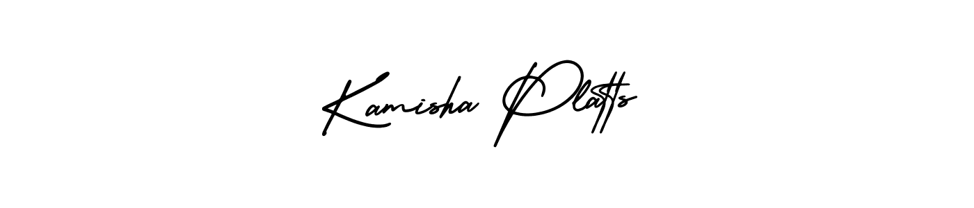 You should practise on your own different ways (AmerikaSignatureDemo-Regular) to write your name (Kamisha Platts) in signature. don't let someone else do it for you. Kamisha Platts signature style 3 images and pictures png