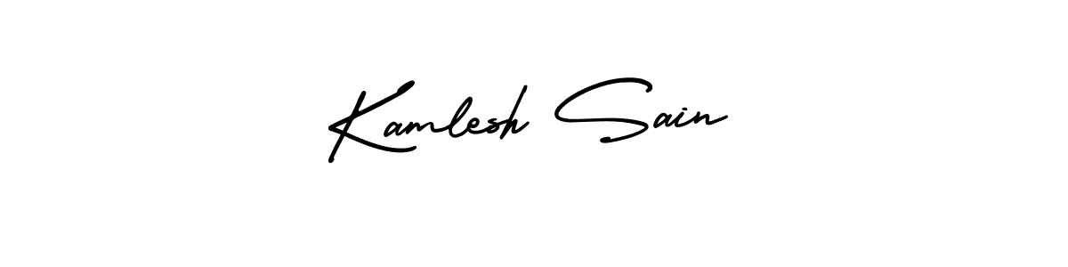 The best way (AmerikaSignatureDemo-Regular) to make a short signature is to pick only two or three words in your name. The name Kamlesh Sain include a total of six letters. For converting this name. Kamlesh Sain signature style 3 images and pictures png