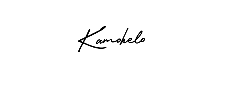 The best way (AmerikaSignatureDemo-Regular) to make a short signature is to pick only two or three words in your name. The name Kamohelo include a total of six letters. For converting this name. Kamohelo signature style 3 images and pictures png