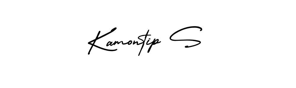 How to make Kamontip S name signature. Use AmerikaSignatureDemo-Regular style for creating short signs online. This is the latest handwritten sign. Kamontip S signature style 3 images and pictures png