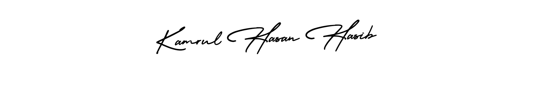 The best way (AmerikaSignatureDemo-Regular) to make a short signature is to pick only two or three words in your name. The name Kamrul Hasan Hasib include a total of six letters. For converting this name. Kamrul Hasan Hasib signature style 3 images and pictures png