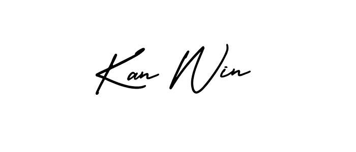 How to make Kan Win name signature. Use AmerikaSignatureDemo-Regular style for creating short signs online. This is the latest handwritten sign. Kan Win signature style 3 images and pictures png