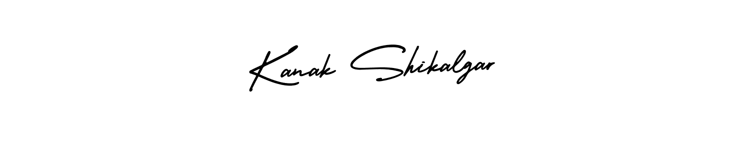 The best way (AmerikaSignatureDemo-Regular) to make a short signature is to pick only two or three words in your name. The name Kanak Shikalgar include a total of six letters. For converting this name. Kanak Shikalgar signature style 3 images and pictures png