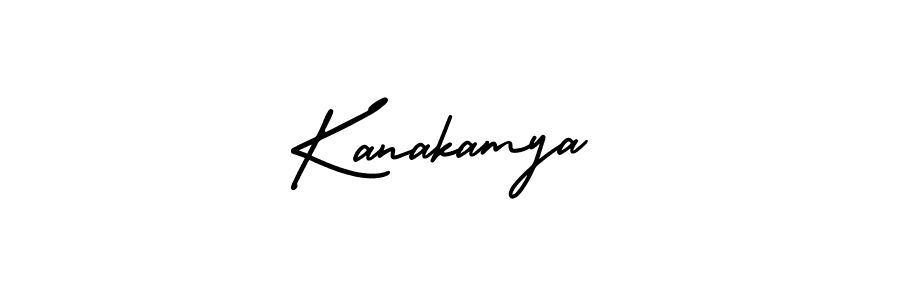 You should practise on your own different ways (AmerikaSignatureDemo-Regular) to write your name (Kanakamya) in signature. don't let someone else do it for you. Kanakamya signature style 3 images and pictures png