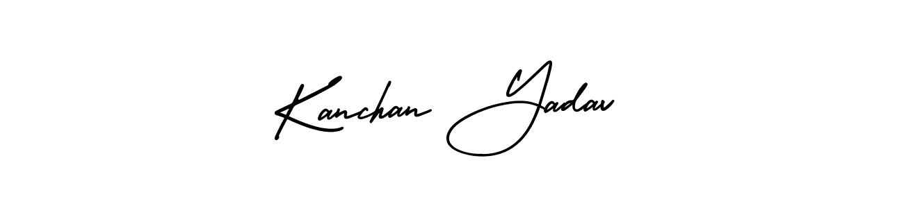 The best way (AmerikaSignatureDemo-Regular) to make a short signature is to pick only two or three words in your name. The name Kanchan Yadav include a total of six letters. For converting this name. Kanchan Yadav signature style 3 images and pictures png