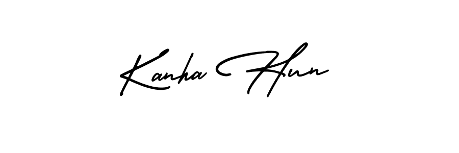 How to make Kanha Hun name signature. Use AmerikaSignatureDemo-Regular style for creating short signs online. This is the latest handwritten sign. Kanha Hun signature style 3 images and pictures png