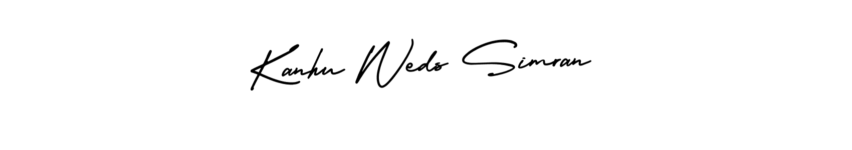 How to make Kanhu Weds Simran name signature. Use AmerikaSignatureDemo-Regular style for creating short signs online. This is the latest handwritten sign. Kanhu Weds Simran signature style 3 images and pictures png