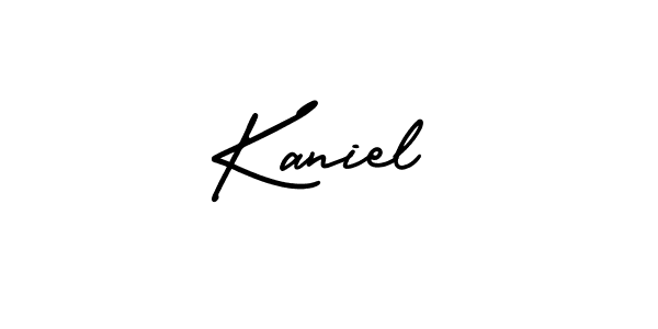 How to make Kaniel name signature. Use AmerikaSignatureDemo-Regular style for creating short signs online. This is the latest handwritten sign. Kaniel signature style 3 images and pictures png