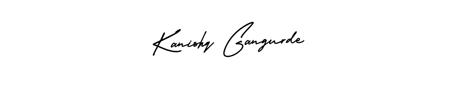 You should practise on your own different ways (AmerikaSignatureDemo-Regular) to write your name (Kanishq Gangurde) in signature. don't let someone else do it for you. Kanishq Gangurde signature style 3 images and pictures png