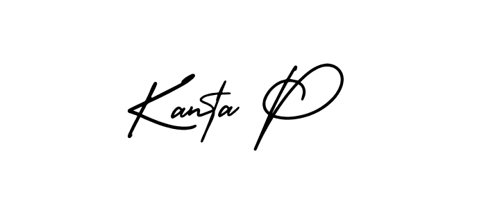 You should practise on your own different ways (AmerikaSignatureDemo-Regular) to write your name (Kanta P) in signature. don't let someone else do it for you. Kanta P signature style 3 images and pictures png