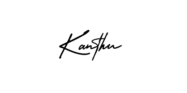 How to make Kanthu name signature. Use AmerikaSignatureDemo-Regular style for creating short signs online. This is the latest handwritten sign. Kanthu signature style 3 images and pictures png