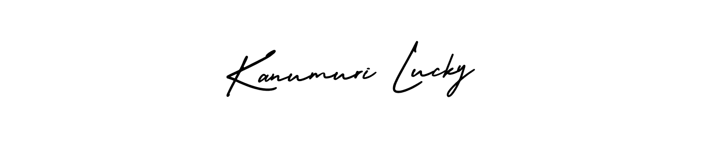 It looks lik you need a new signature style for name Kanumuri Lucky. Design unique handwritten (AmerikaSignatureDemo-Regular) signature with our free signature maker in just a few clicks. Kanumuri Lucky signature style 3 images and pictures png