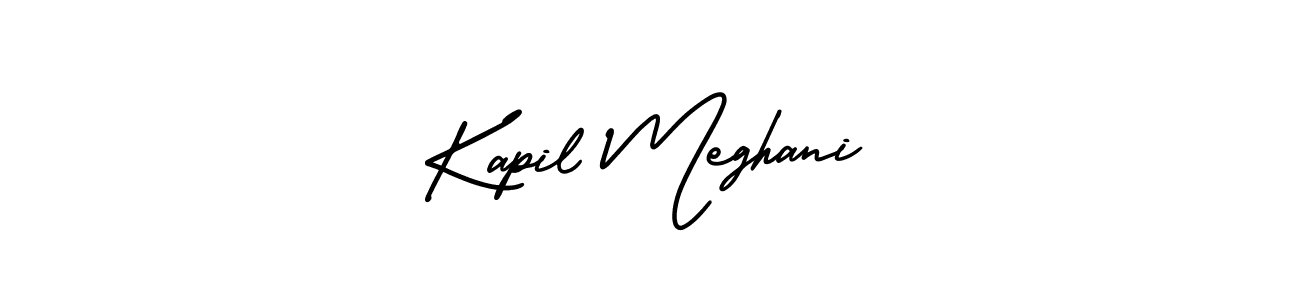 You should practise on your own different ways (AmerikaSignatureDemo-Regular) to write your name (Kapil Meghani) in signature. don't let someone else do it for you. Kapil Meghani signature style 3 images and pictures png