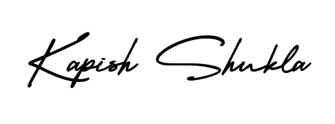 Practice writing Kapish Shukla with the flow of AmerikaSignatureDemo-Regular lettering. A fantastic source of inspiration for developing your personal signature style. Kapish Shukla signature style 3 images and pictures png