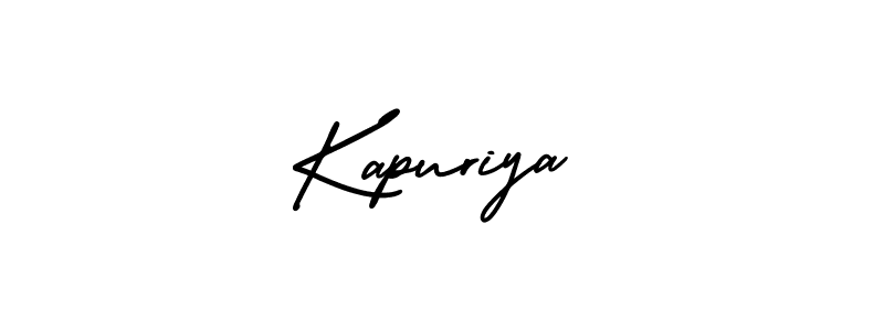 You should practise on your own different ways (AmerikaSignatureDemo-Regular) to write your name (Kapuriya) in signature. don't let someone else do it for you. Kapuriya signature style 3 images and pictures png