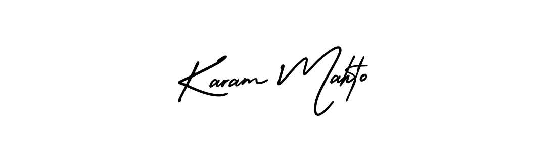 How to make Karam Mahto name signature. Use AmerikaSignatureDemo-Regular style for creating short signs online. This is the latest handwritten sign. Karam Mahto signature style 3 images and pictures png