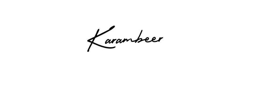 Use a signature maker to create a handwritten signature online. With this signature software, you can design (AmerikaSignatureDemo-Regular) your own signature for name Karambeer. Karambeer signature style 3 images and pictures png