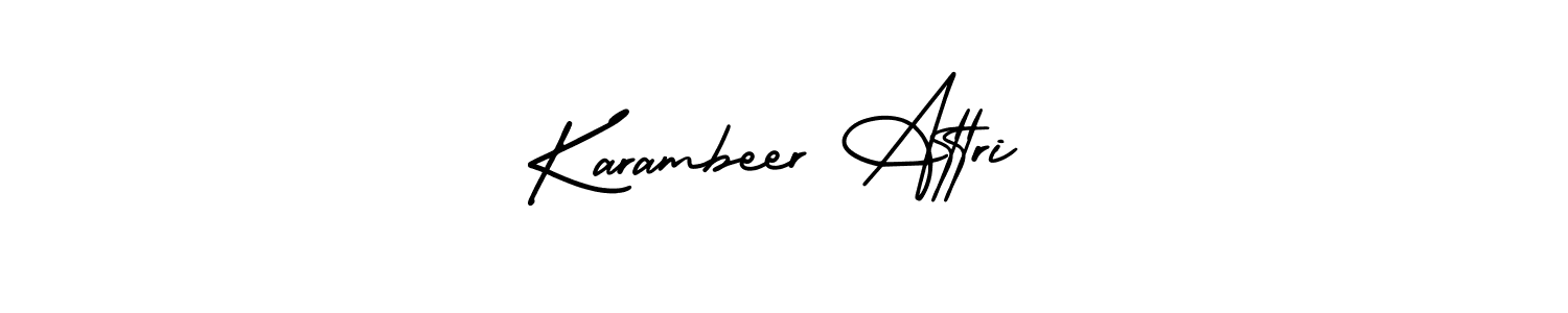 Similarly AmerikaSignatureDemo-Regular is the best handwritten signature design. Signature creator online .You can use it as an online autograph creator for name Karambeer Attri. Karambeer Attri signature style 3 images and pictures png