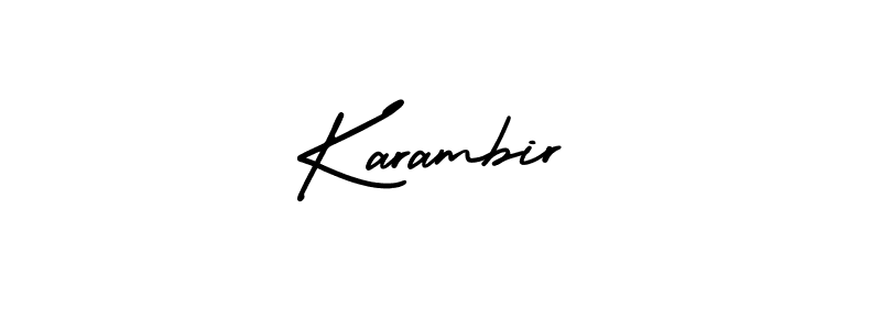 It looks lik you need a new signature style for name Karambir. Design unique handwritten (AmerikaSignatureDemo-Regular) signature with our free signature maker in just a few clicks. Karambir signature style 3 images and pictures png