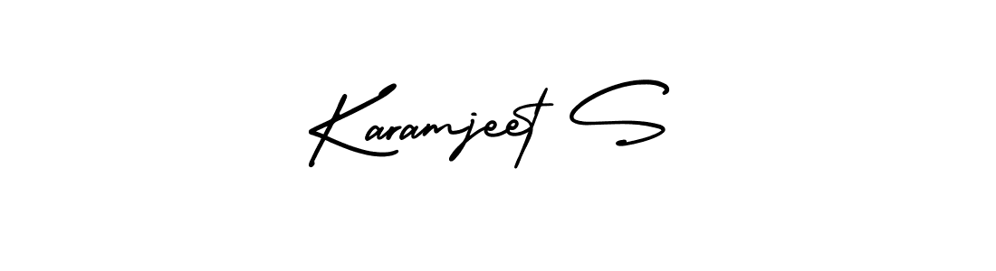 How to make Karamjeet S name signature. Use AmerikaSignatureDemo-Regular style for creating short signs online. This is the latest handwritten sign. Karamjeet S signature style 3 images and pictures png