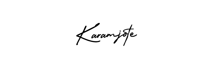 How to make Karamjote name signature. Use AmerikaSignatureDemo-Regular style for creating short signs online. This is the latest handwritten sign. Karamjote signature style 3 images and pictures png
