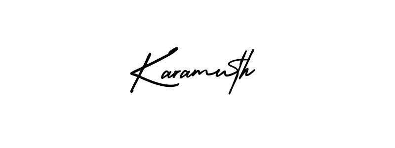 You should practise on your own different ways (AmerikaSignatureDemo-Regular) to write your name (Karamuth) in signature. don't let someone else do it for you. Karamuth signature style 3 images and pictures png