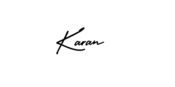 You should practise on your own different ways (AmerikaSignatureDemo-Regular) to write your name (Karan ) in signature. don't let someone else do it for you. Karan  signature style 3 images and pictures png