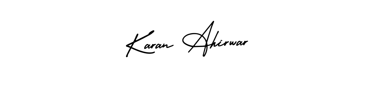 How to make Karan Ahirwar name signature. Use AmerikaSignatureDemo-Regular style for creating short signs online. This is the latest handwritten sign. Karan Ahirwar signature style 3 images and pictures png