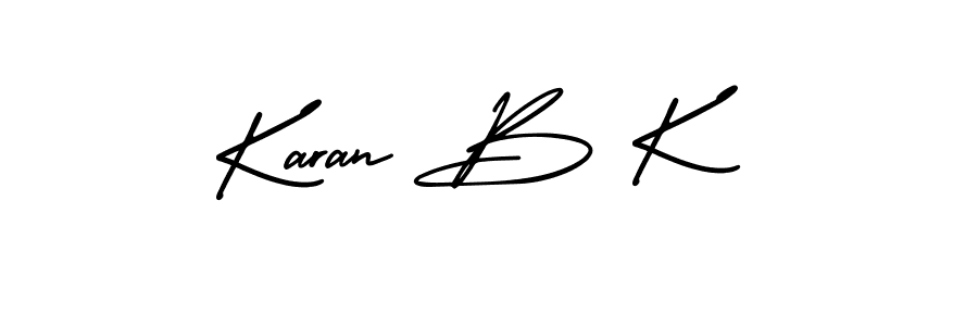 This is the best signature style for the Karan B K name. Also you like these signature font (AmerikaSignatureDemo-Regular). Mix name signature. Karan B K signature style 3 images and pictures png