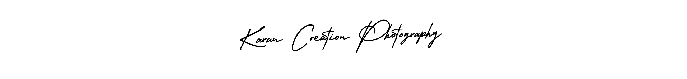You should practise on your own different ways (AmerikaSignatureDemo-Regular) to write your name (Karan Creation Photography) in signature. don't let someone else do it for you. Karan Creation Photography signature style 3 images and pictures png