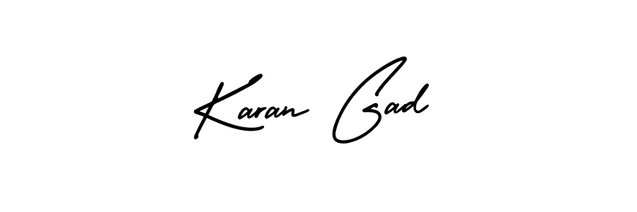 How to make Karan Gad name signature. Use AmerikaSignatureDemo-Regular style for creating short signs online. This is the latest handwritten sign. Karan Gad signature style 3 images and pictures png