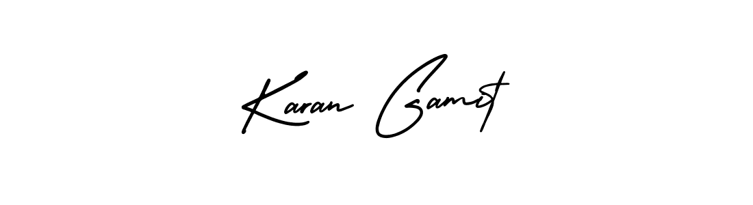 How to make Karan Gamit name signature. Use AmerikaSignatureDemo-Regular style for creating short signs online. This is the latest handwritten sign. Karan Gamit signature style 3 images and pictures png