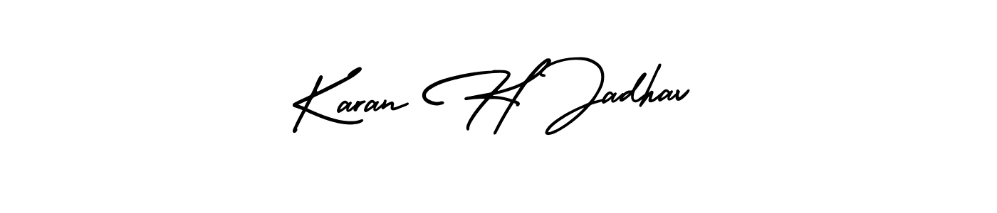 Create a beautiful signature design for name Karan H Jadhav. With this signature (AmerikaSignatureDemo-Regular) fonts, you can make a handwritten signature for free. Karan H Jadhav signature style 3 images and pictures png