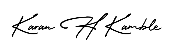 Personalize your online presence with Karan H Kamble signature rendered in elegant AmerikaSignatureDemo-Regular font. Great for website footers and blogs. Karan H Kamble signature style 3 images and pictures png