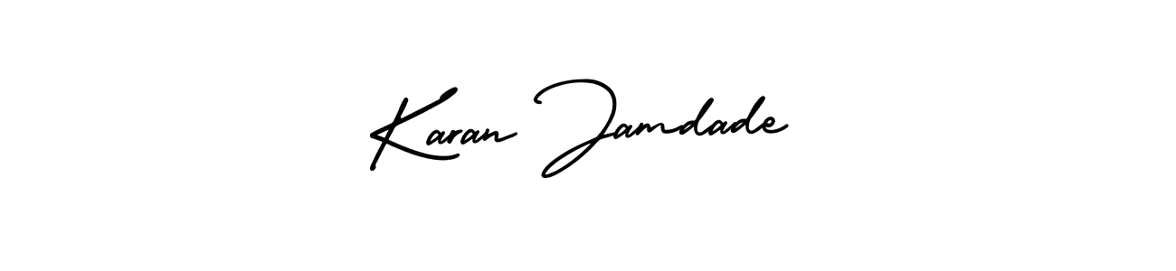 if you are searching for the best signature style for your name Karan Jamdade. so please give up your signature search. here we have designed multiple signature styles  using AmerikaSignatureDemo-Regular. Karan Jamdade signature style 3 images and pictures png