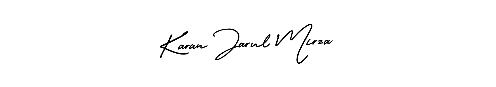 This is the best signature style for the Karan Jarul Mirza name. Also you like these signature font (AmerikaSignatureDemo-Regular). Mix name signature. Karan Jarul Mirza signature style 3 images and pictures png