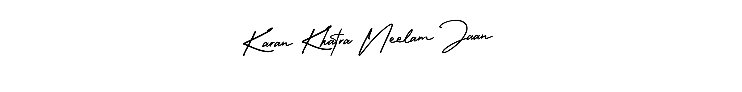 How to make Karan Khatra Neelam Jaan name signature. Use AmerikaSignatureDemo-Regular style for creating short signs online. This is the latest handwritten sign. Karan Khatra Neelam Jaan signature style 3 images and pictures png