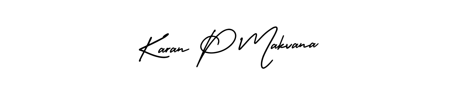 Use a signature maker to create a handwritten signature online. With this signature software, you can design (AmerikaSignatureDemo-Regular) your own signature for name Karan P Makvana. Karan P Makvana signature style 3 images and pictures png