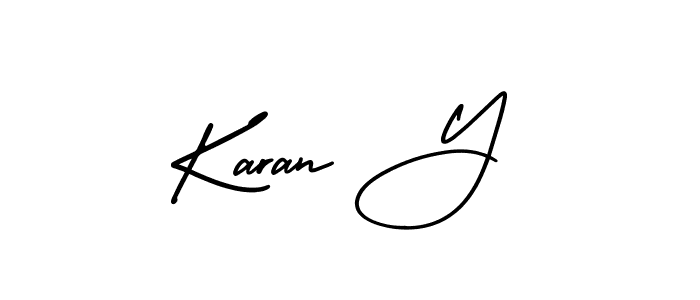 Create a beautiful signature design for name Karan Y. With this signature (AmerikaSignatureDemo-Regular) fonts, you can make a handwritten signature for free. Karan Y signature style 3 images and pictures png