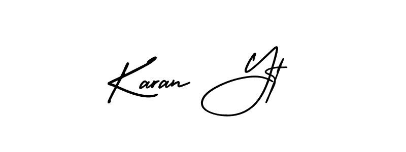 This is the best signature style for the Karan Yt name. Also you like these signature font (AmerikaSignatureDemo-Regular). Mix name signature. Karan Yt signature style 3 images and pictures png